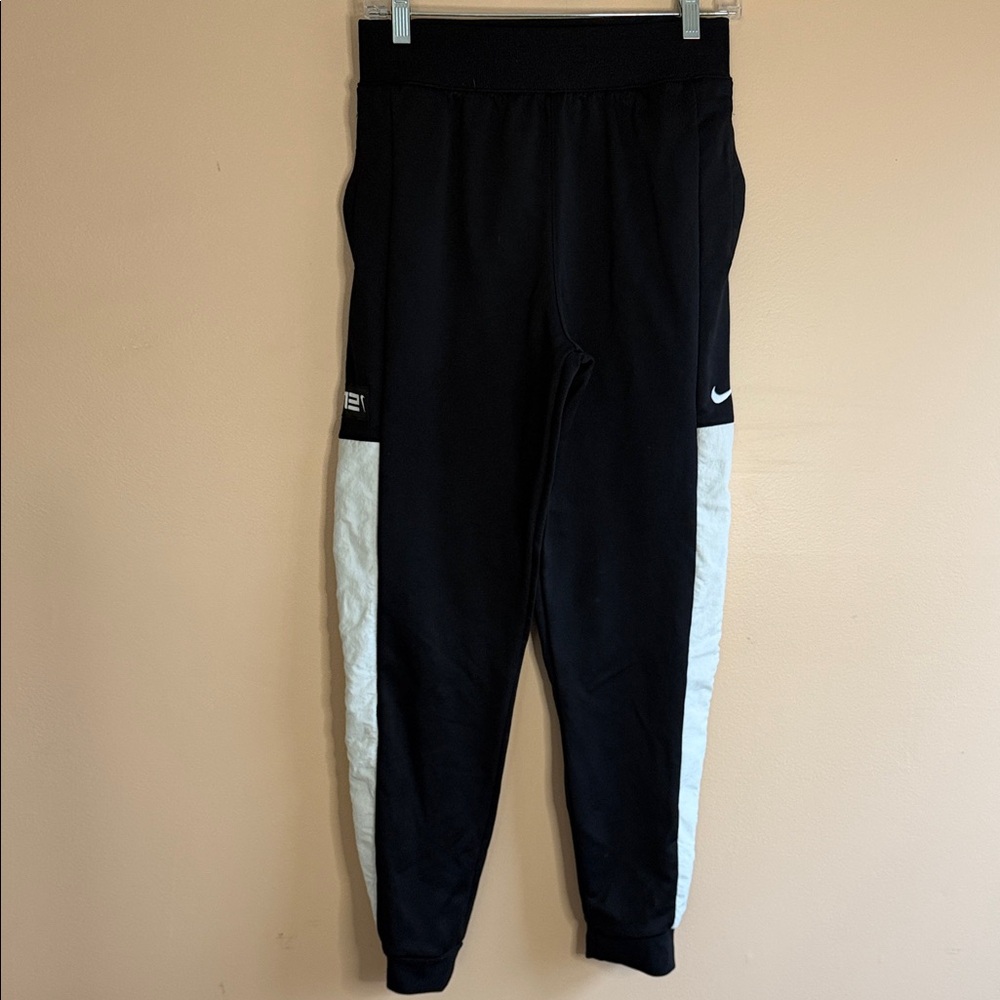 Nike Black Joggers with White Side Panels - Kids